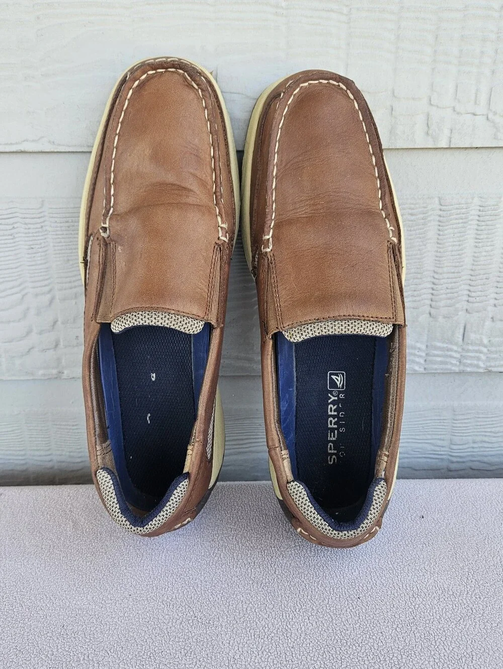 Sperry Intrepid Slip-On Boat Shoes Loafer Men SZ 12 Brown Leather STS10841